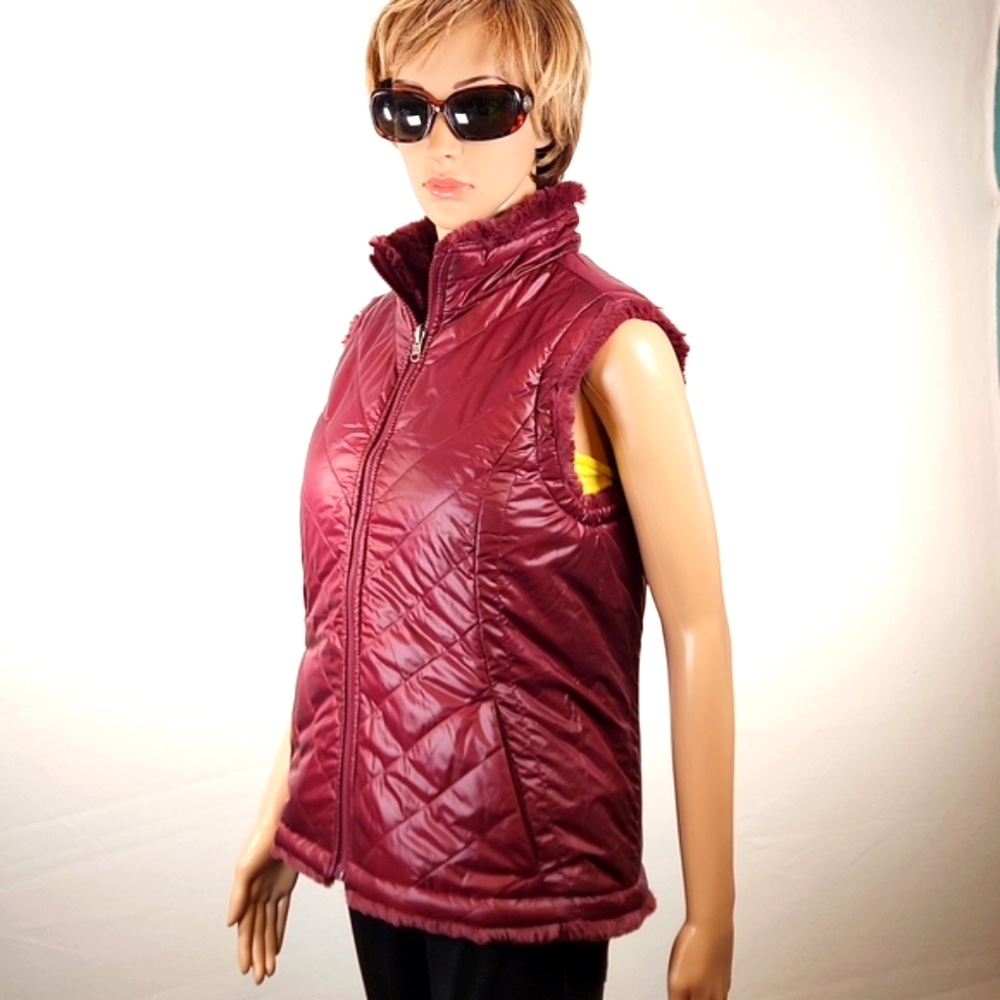NICOLE MILLER Reversible Faux Fur/Quilted Vest Size S